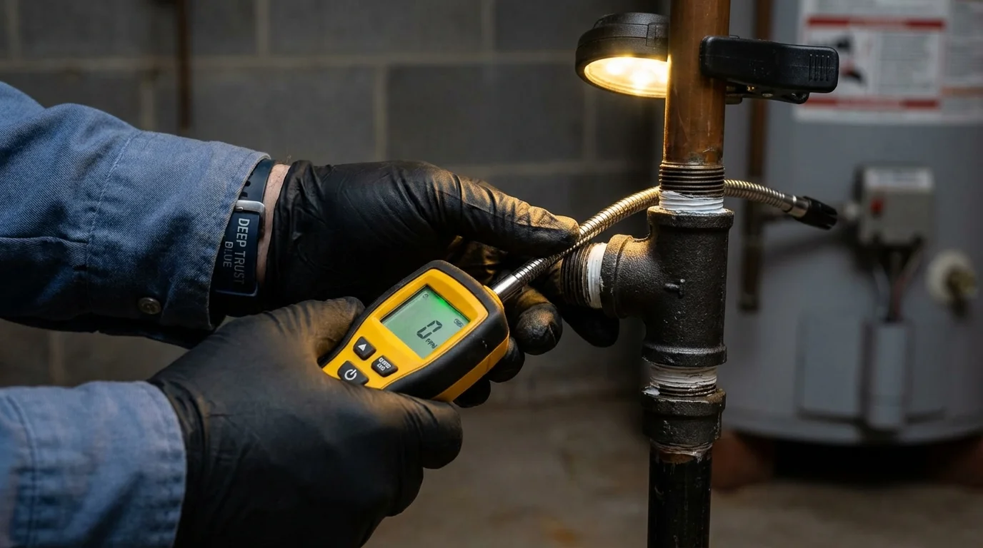 Gas leak detection with electronic sniffer by Johns Plumbing LLC in Corydon